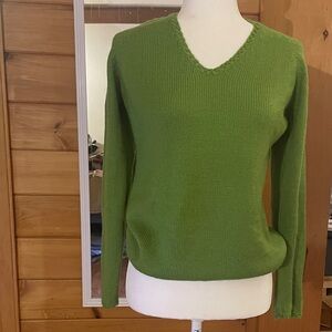 Alpaca Green V-Neck Women's Sweater